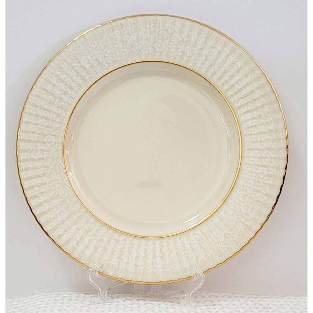NWT Lenox Temple Collection Citation Lace Dinner Plate Floral Gold Trim 10 6/8"